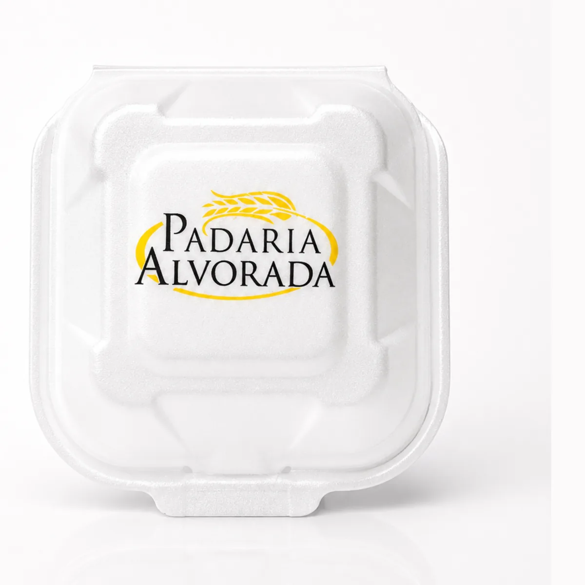 Box branco quadrado para lanche com logotipo impresso